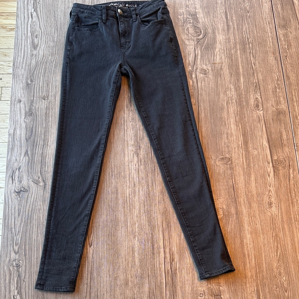 American Eagle Outfitters Women's Charcoal Skinny Jeans (Jeggins x4stretch)